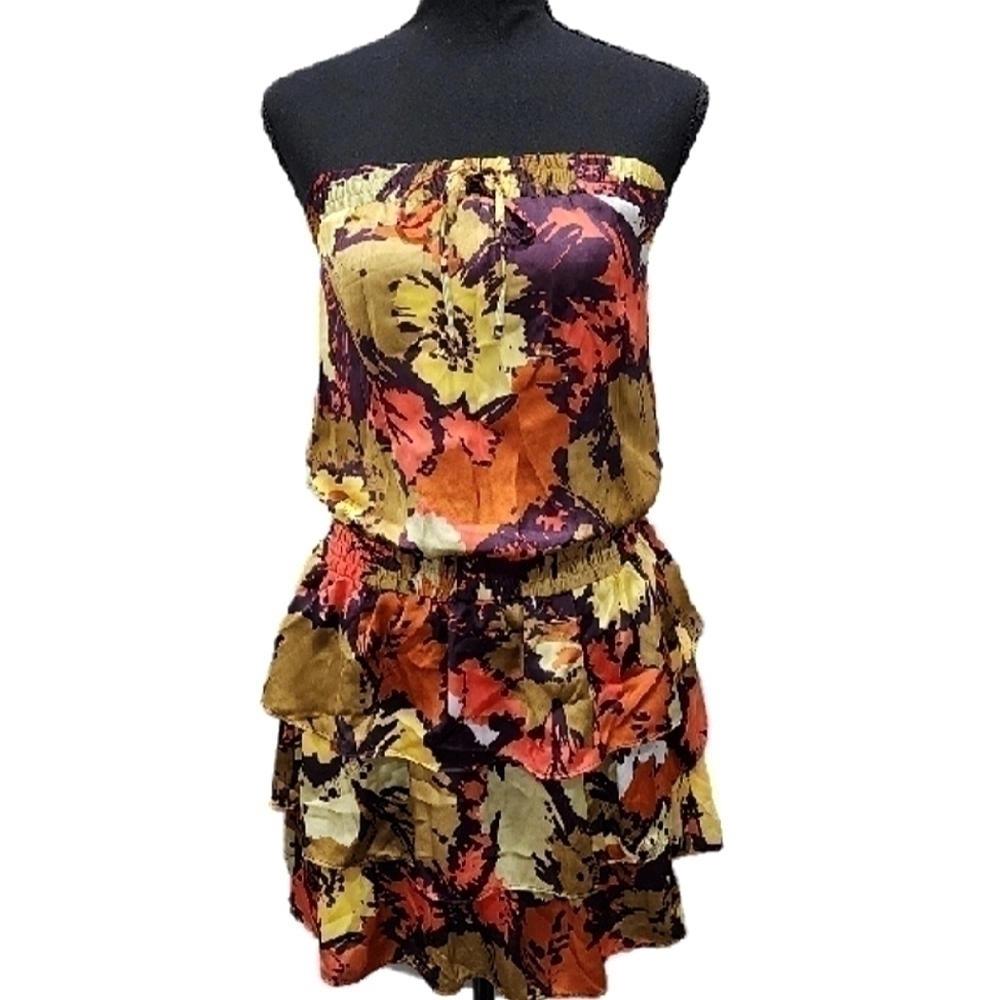 Outback Red Collection Floral Strapless Elastic Waist Band Summer Dress Size XS